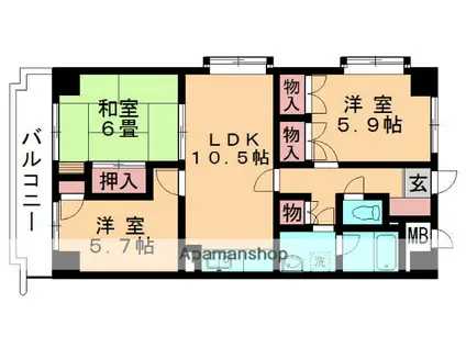 アサヒファミール(3LDK/2階)の間取り写真