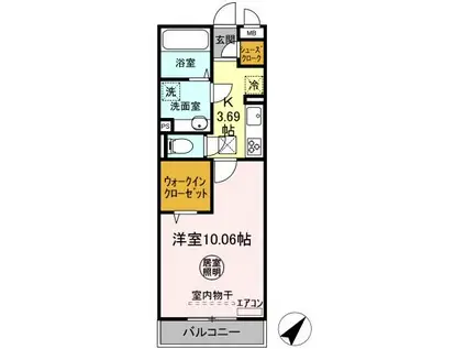 内房線 五井駅 徒歩1分 3階建 築7年(1K/1階)の間取り写真