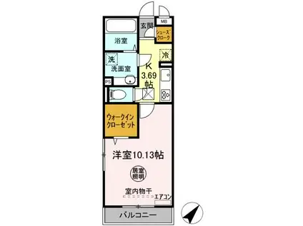 内房線 五井駅 徒歩1分 3階建 築7年(1K/1階)の間取り写真
