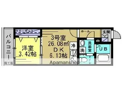 シャルム都賀(1DK/2階)の間取り写真