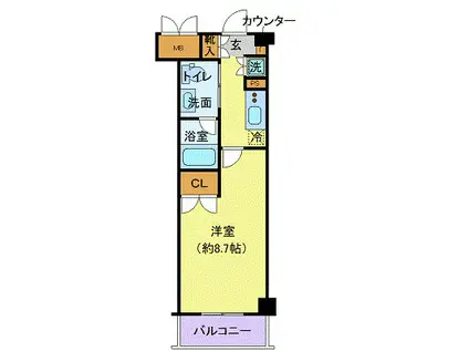 ヴィレッジハウス幕張本郷(1K/2階)の間取り写真