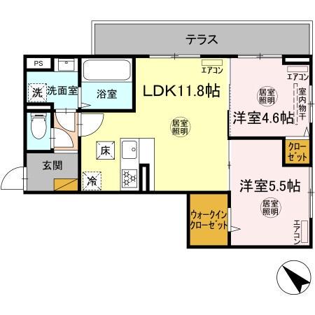 ルミエール五井・Ⅰ(2LDK/1階)の間取り写真