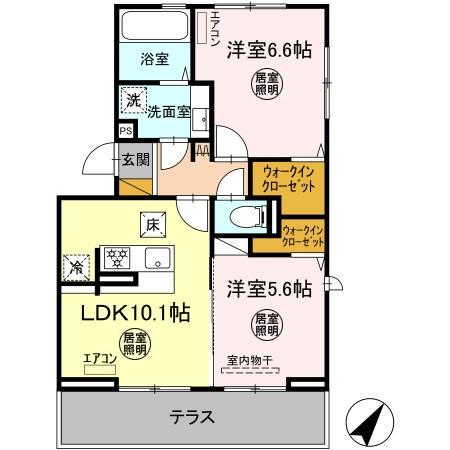 ルミエール五井・Ⅱ(2LDK/1階)の間取り写真