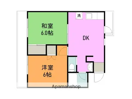 ヒルズ司1(2DK/3階)の間取り写真