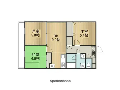 アヴェニール当麻(3DK/3階)の間取り写真