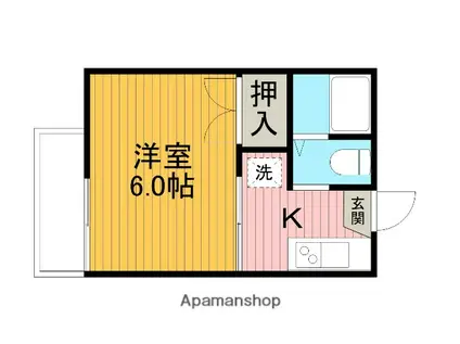メゾンソレイユ第2(1K/2階)の間取り写真