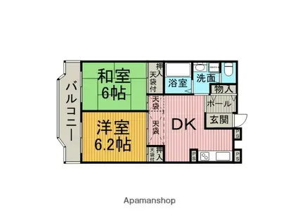 プランドールS(2DK/3階)の間取り写真