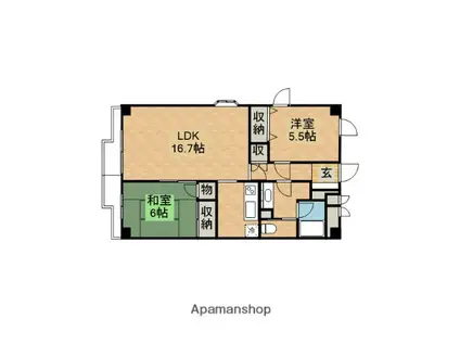 ベルクレエ(2LDK/4階)の間取り写真