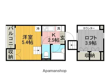 イジェント長津田(1K/2階)の間取り写真