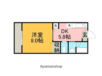 ガルバートヴィラ(1DK/2階)の間取り写真