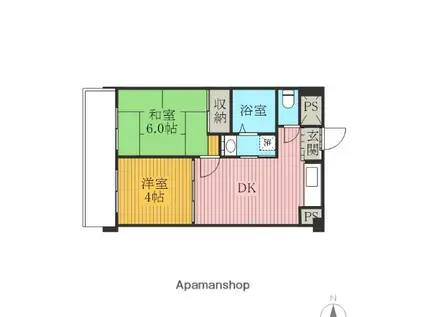 ウィンザーハイム相模原(2DK/3階)の間取り写真