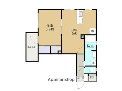 コルザ中町(1LDK/4階)の間取り写真