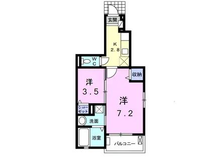 ベルコロレ2(2K/1階)の間取り写真