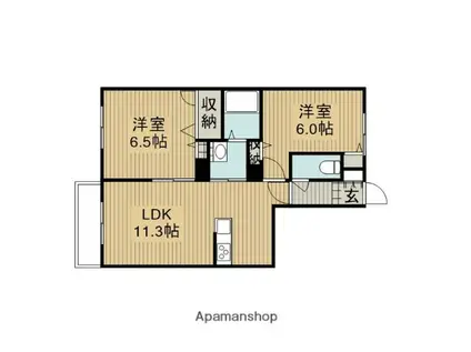 ヒルズフェミナ(2LDK/1階)の間取り写真