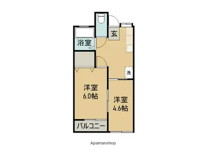 レジデンスパーシモン(2K/2階)の間取り写真