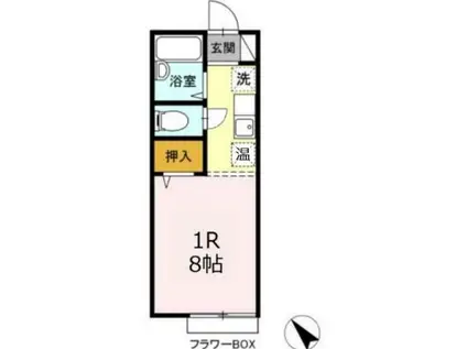 たかおか荘(ワンルーム/2階)の間取り写真