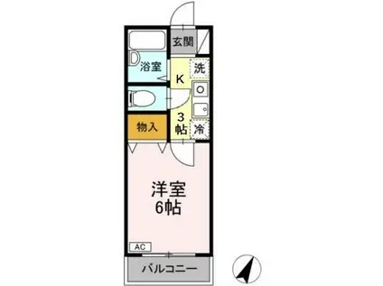 フォレストヴィラ北斗(1K/2階)の間取り写真
