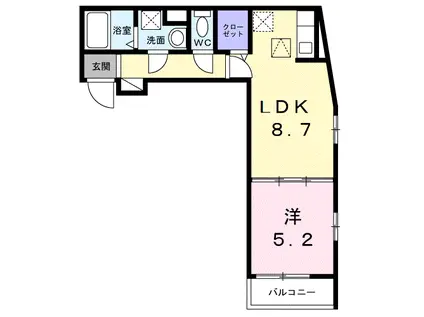 オーレヴィア(1LDK/1階)の間取り写真