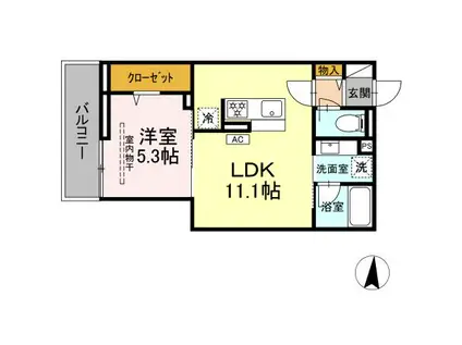 エスペリア中央林間5丁目(1LDK/3階)の間取り写真
