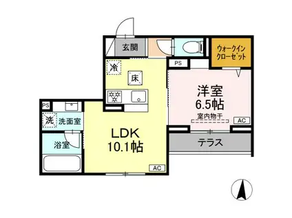 エスペリア中央林間5丁目(1LDK/1階)の間取り写真