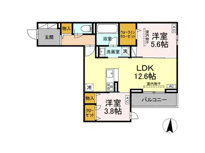 エスペリア中央林間5丁目(2LDK/2階)の間取り写真