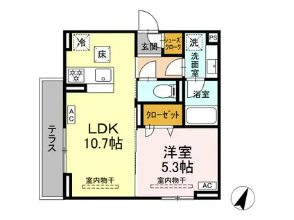 エスペリア相模が丘5丁目(1LDK/1階)の間取り写真