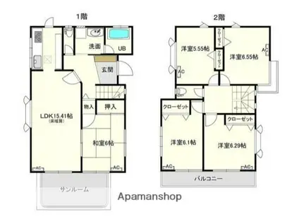 神奈川県横浜市青葉区 2階建 築28年(5LDK)の間取り写真