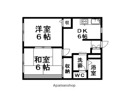 ルミエール(2DK/1階)の間取り写真
