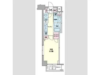 プライムアーバン日本橋浜町(1K/2階)の間取り写真