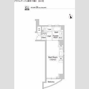 プライムアーバン麻布十番2(ワンルーム/8階)の間取り写真