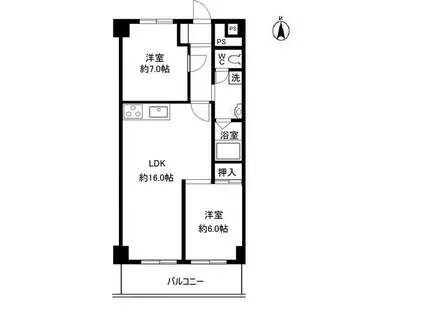 メゾンドール(2LDK/5階)の間取り写真