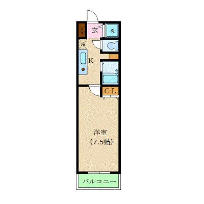 カスタリア新宿(1K/7階)の間取り写真
