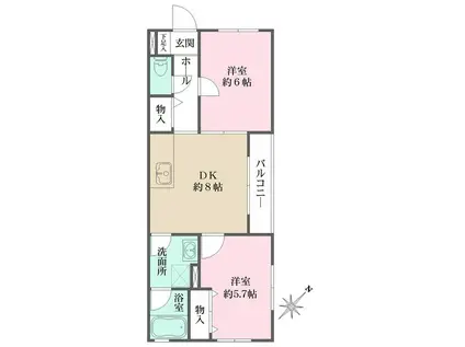 スプリングコート羽根木(2DK/3階)の間取り写真