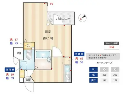 ガラ・シティ五反田(1K/9階)の間取り写真