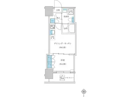 レジディア蒲田プレイス(2K/6階)の間取り写真