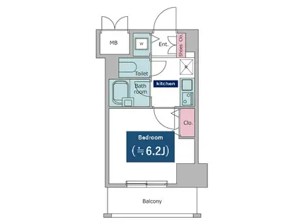 レジディア東品川(1K/6階)の間取り写真