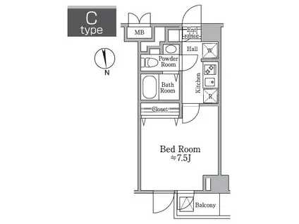 レジディア西小山(1K/3階)の間取り写真