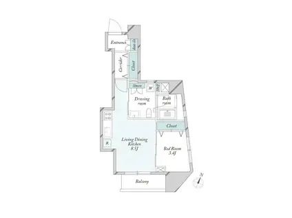 グランカーサ門前仲町(1LDK/11階)の間取り写真