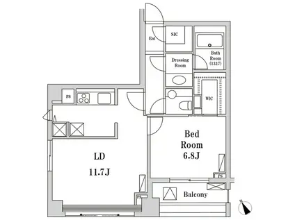 パークハビオ京橋(1LDK/11階)の間取り写真