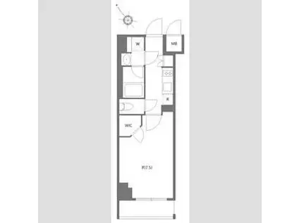 ケーディーエックスレジデンス豊洲(1K/2階)の間取り写真