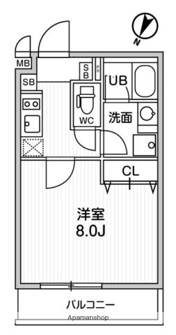 ALTERNA北品川(1K/3階)の間取り写真