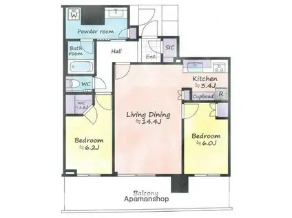 パークタワー晴海(2LDK/29階)の間取り写真