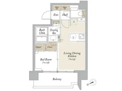 オーキッドレジデンス芝浦(1LDK/10階)の間取り写真