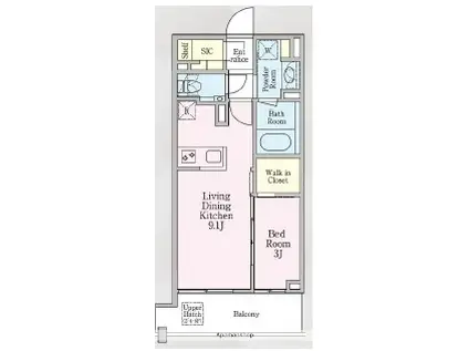 グランリビオ芝大門(1LDK/4階)の間取り写真