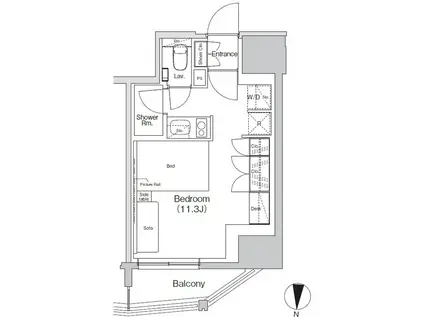 ザ・パークハビオ 亀戸(ワンルーム/14階)の間取り写真