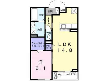 アーバンウッド(1LDK/2階)の間取り写真