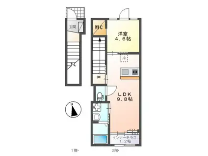 AVANCE(1LDK/2階)の間取り写真