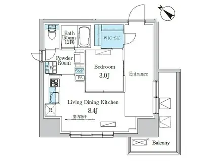 デュオフラッツ池尻大橋(1LDK/6階)の間取り写真