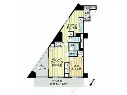 クレール芝(1LDK/3階)の間取り写真