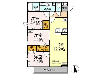 セレスティア岡本(3LDK/3階)の間取り写真